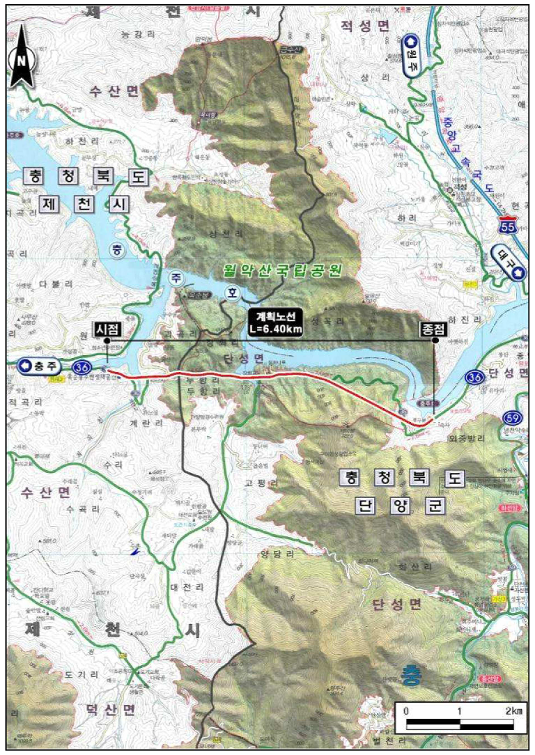 제천 수산~단양 단성 도로건설공사 위치도