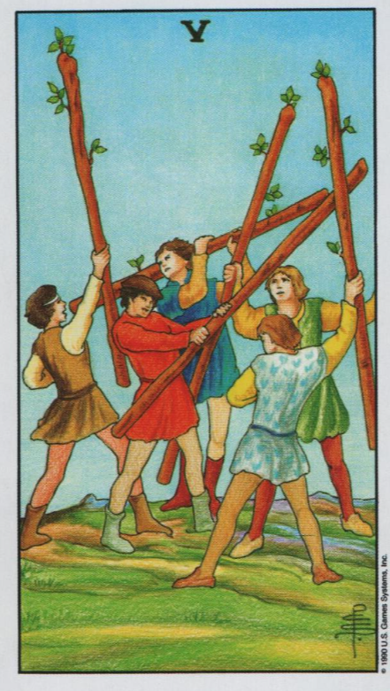  [타로해석]Wands 5 완드 5 카드 정방향/ 역방향 뜻, 의미, 상징