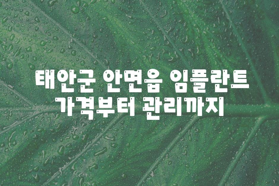  태안군 안면읍 임플란트 가격부터 관리까지