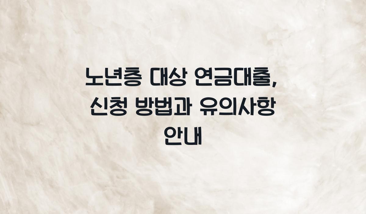 노년층 대상 연금대출