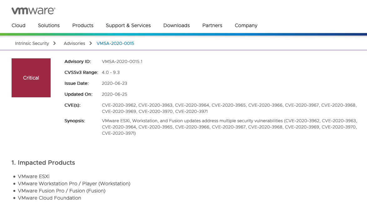  [KISA] VMware 제품군 보안 업데이트 권고