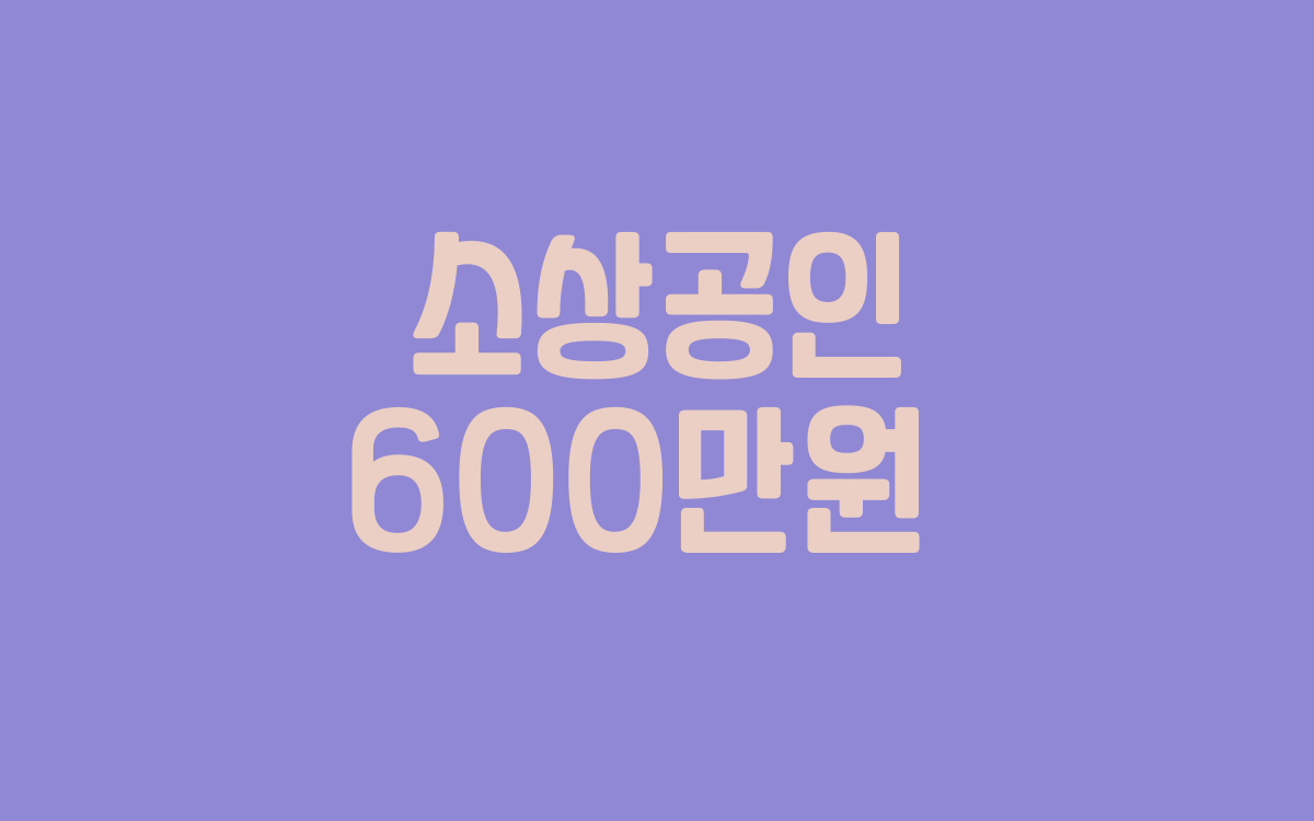  소상공인 600만원 지원금