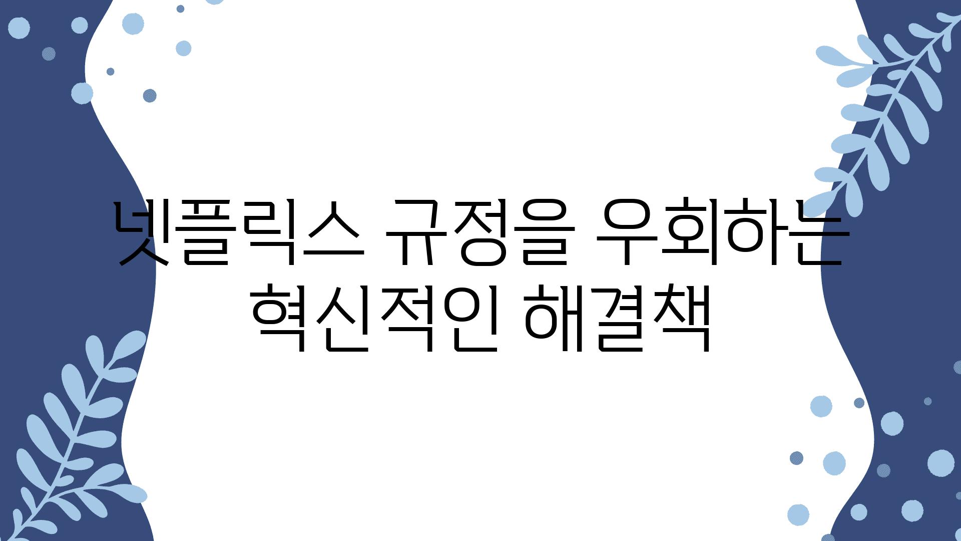 넷플릭스 규정을 우회하는 혁신적인 해결책