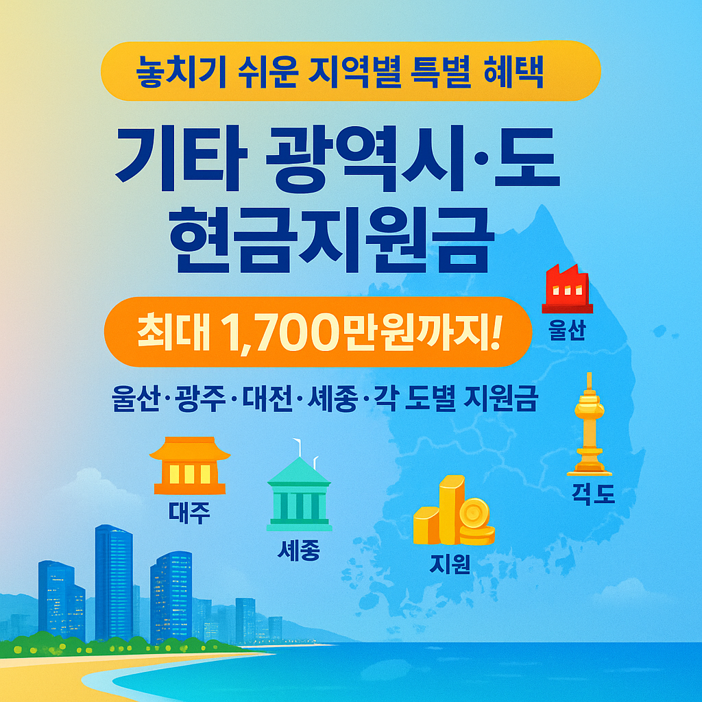 [5편] 기타 광역시·도 현금지원금 완벽 가이드 - 놓치기 쉬운 지역별 특별 혜택