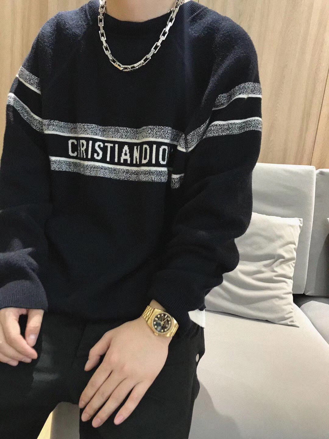  [DIOR] 디올 오블리크 캐시미어 리버시블 니트 스웨터 054S55AM055_X5820