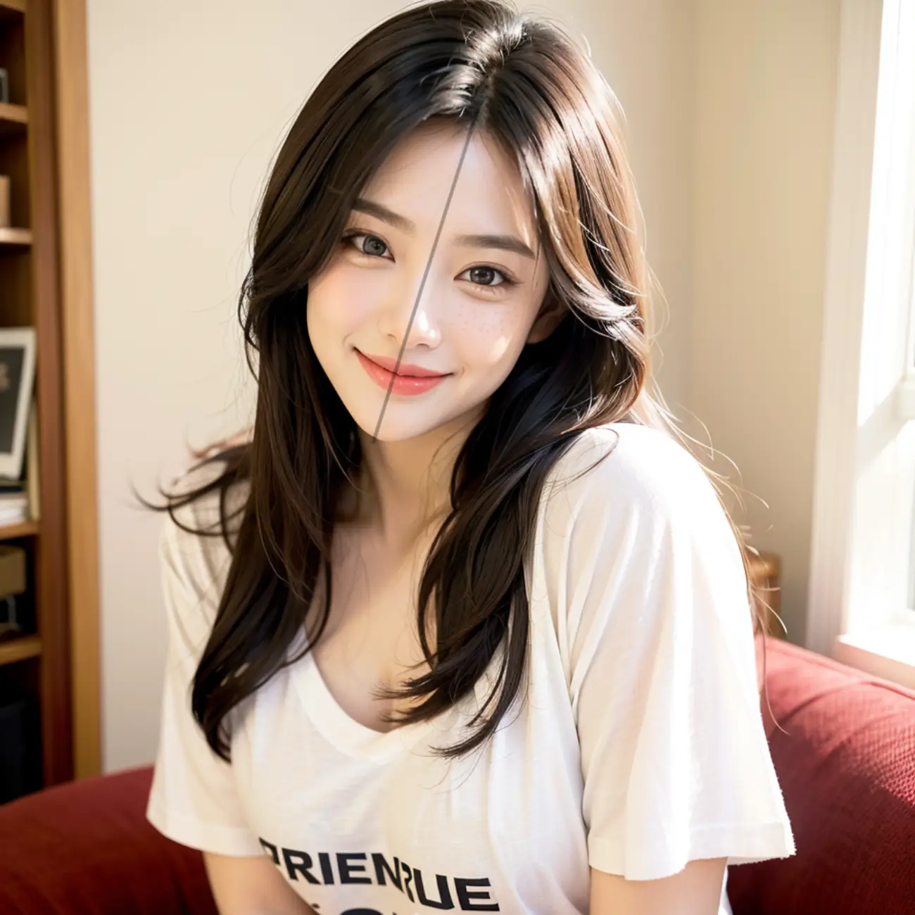 방-안-소파에-앉아-있는-아름다운-한국-여성