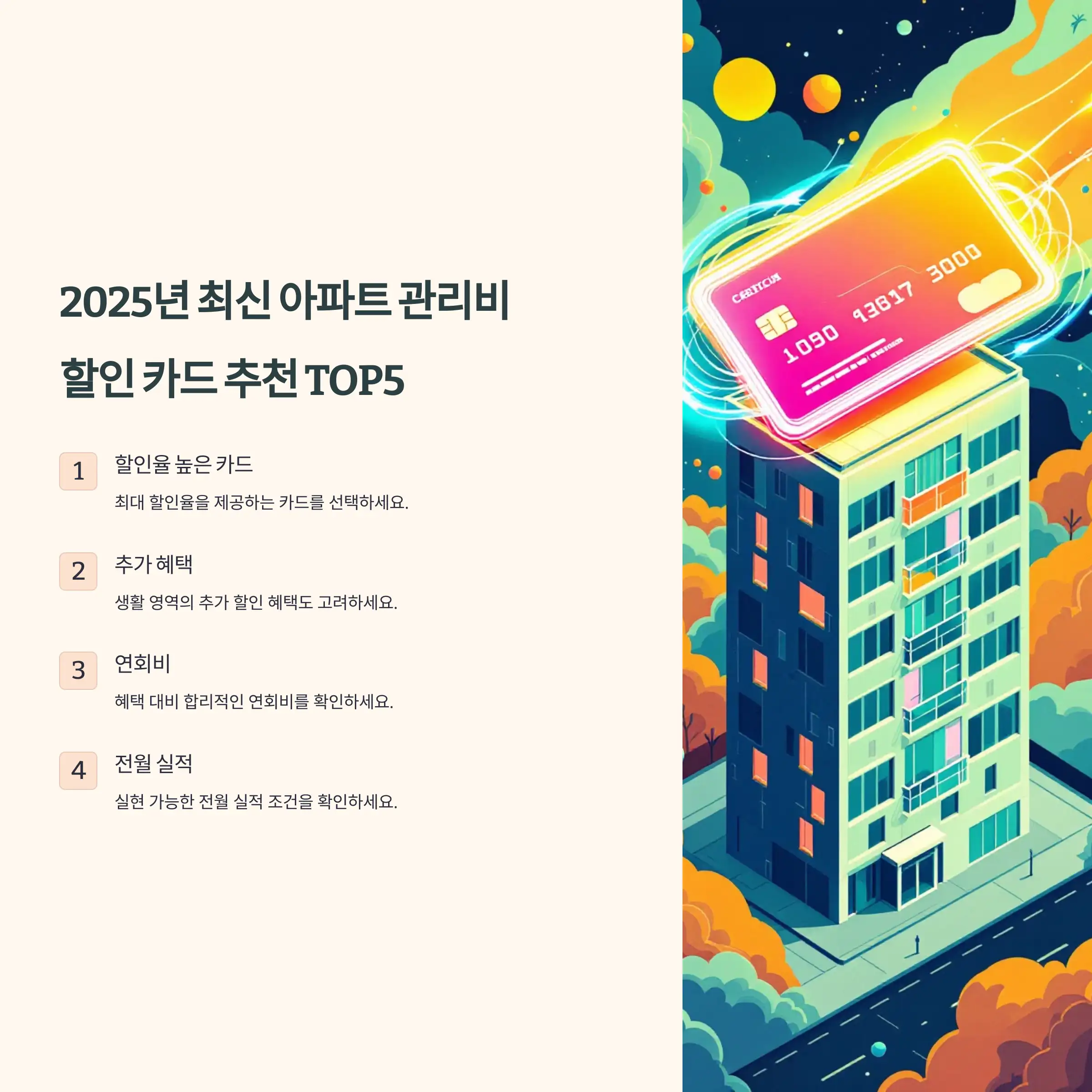 2025년 아파트 관리비 할인 카드 추천 TOP5 삼성카드 iD 달달할인