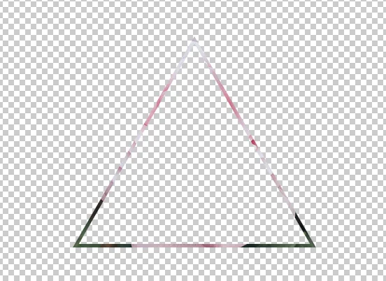 어도비 포토샵에서 삼각형의 외곽선 빼고 모두 사라진 모습