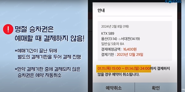 KTX 설 기차표 예약 방법