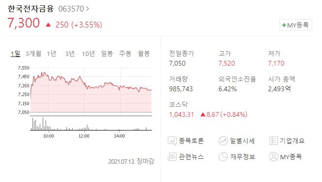 키오스크 관련주 한국전자금융