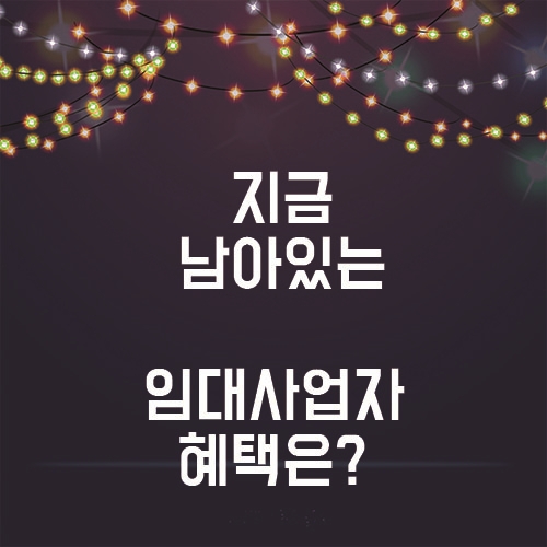  등록임대제도,현재 남아있는 임대사업자 혜택은?