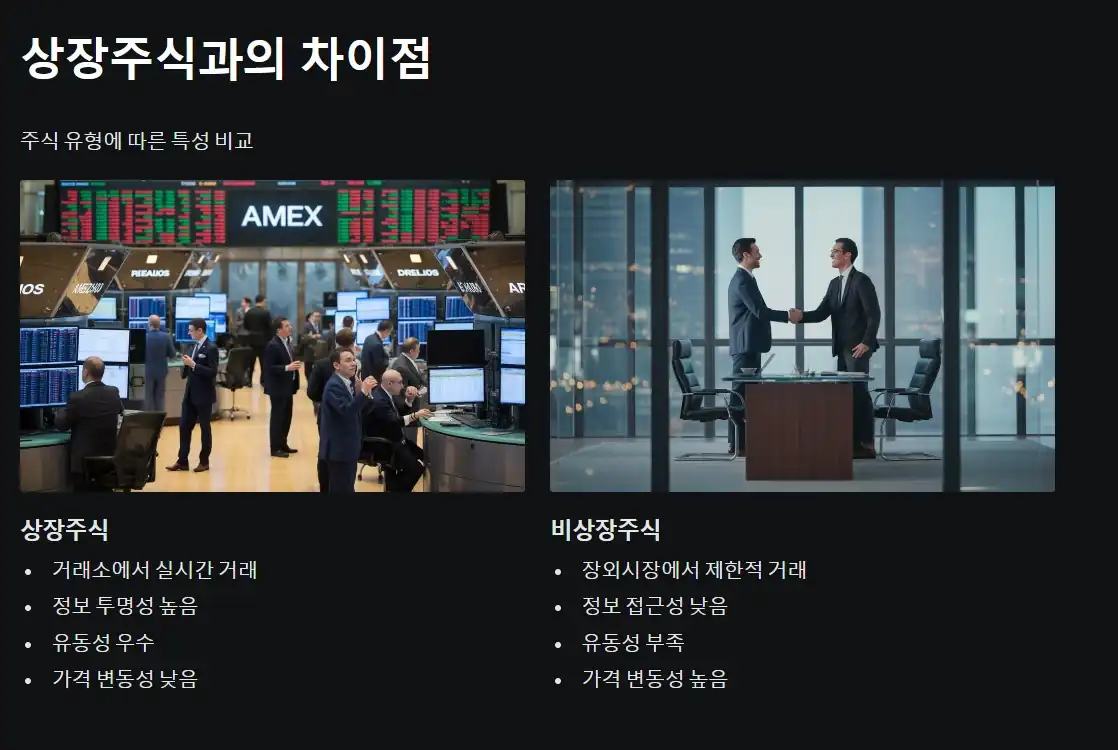 비상장주식과 상장주식 차이점