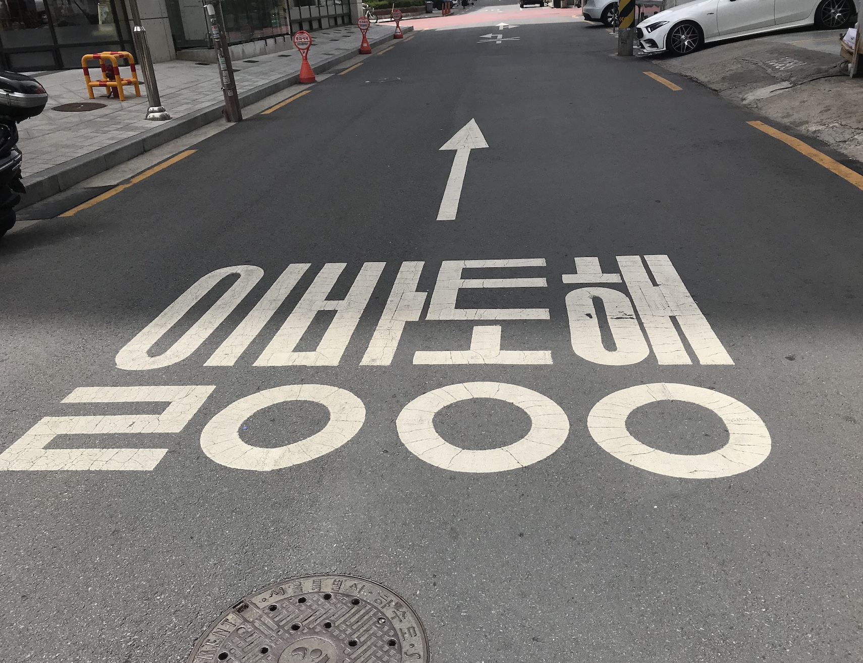 One way sign in Korean