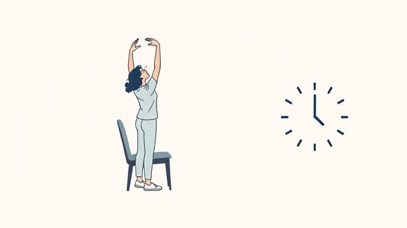 장시간 앉아있다가 일어나서 스트레칭하는 그림