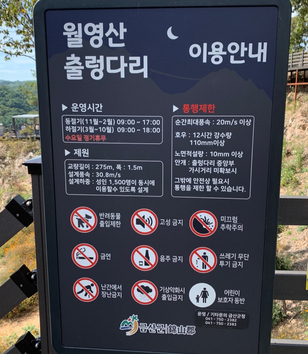 월영산 출렁다리 이용 안내