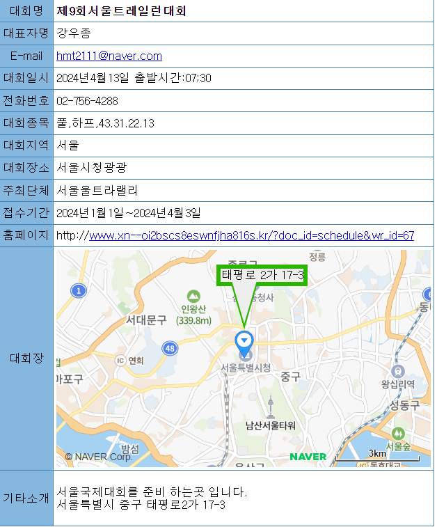 서울트레일런대회 상세내용