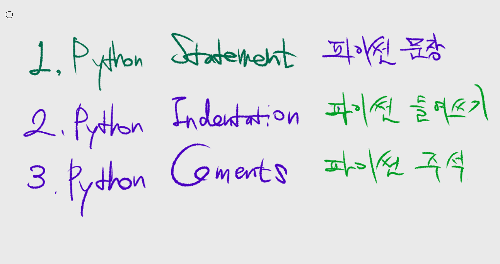  파이썬 Statement (구문) 과 indentation (들여쓰기) 그리고 Comments (주석문)