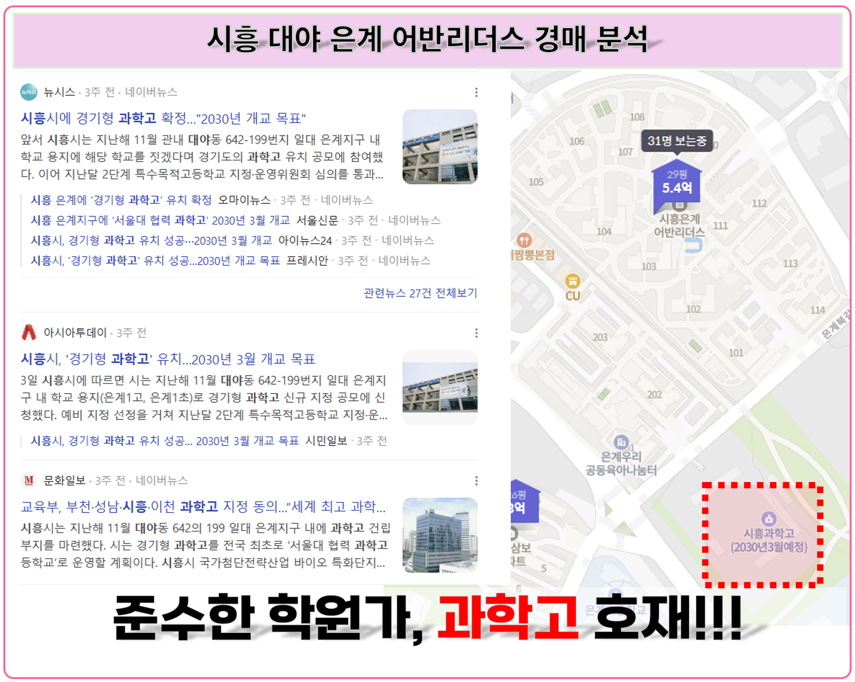 시흥 은계어반리더스 과학고 호재