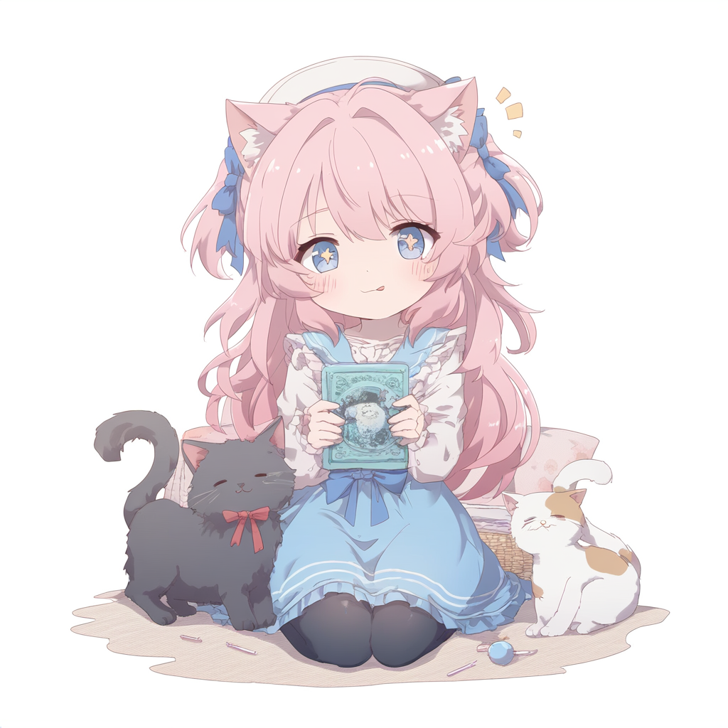 SD character and cat