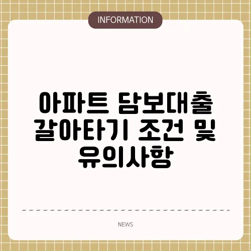 아파트 담보대출 갈아타기 조건 및 유의사항