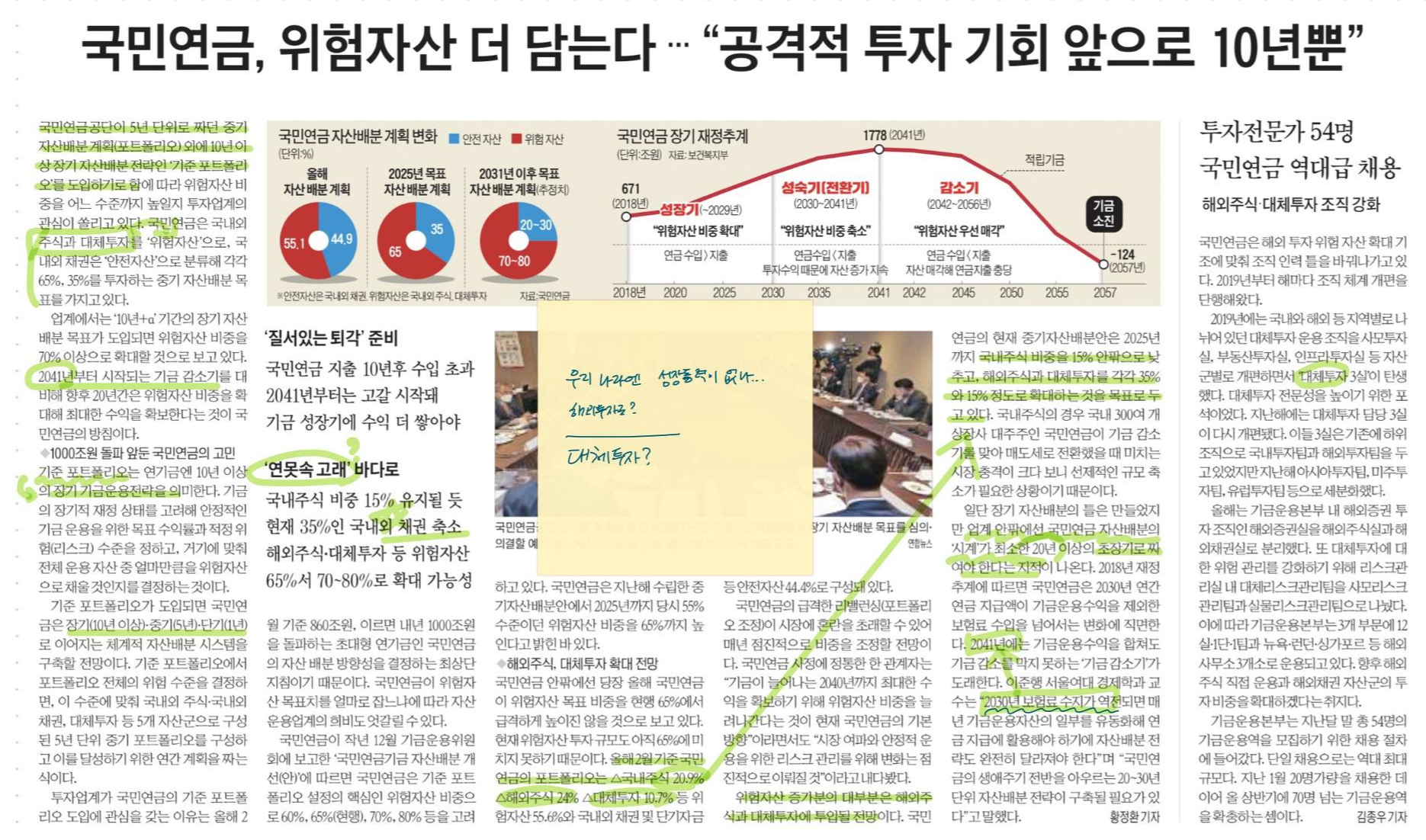  국민연금 장기(10년) 기준 포트폴리오 도입 계획 | 경제뉴스 스크랩
