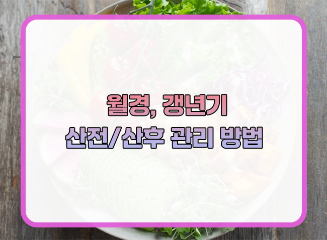  여성 월경, 갱년기, 산전/산후관리 에 극복 및 관리 방법 정리
