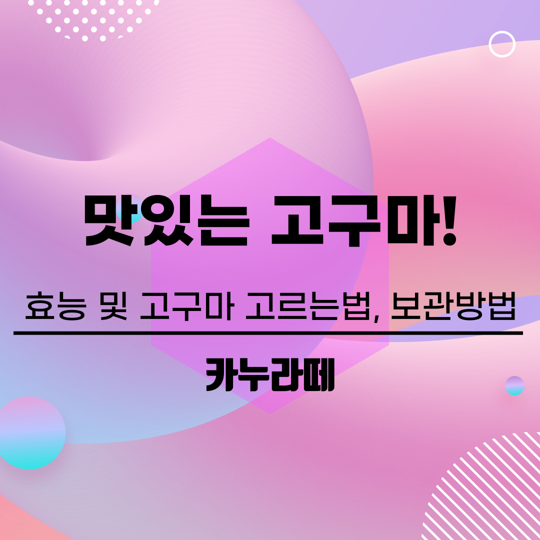 고구마 효능 및 맛있는 고구마 고르는법, 보관방법 총정리