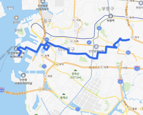  인천 36번 버스  노선, 시간표 안내[수현마을, 만수역, 인천종합터미널, 신기시장, 숭의역, 인하대병원]
