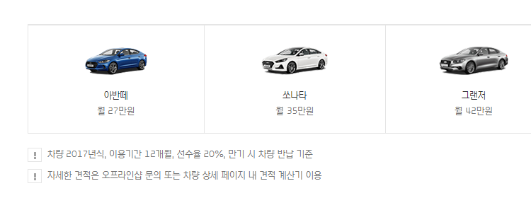  현대캐피탈 중고차론 대출 금리 한도 조회 (아반떼 소나타 그랜져)