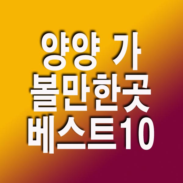 양양 가볼만한곳 베스트10