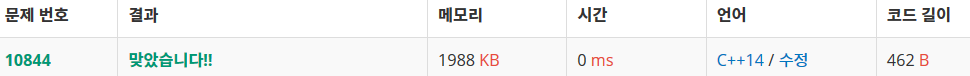  [백준] 10844번 쉬운 계산 수 (C)