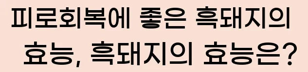  피로회복에 좋은 흑돼지의 효능, 흑돼지의 효능은?