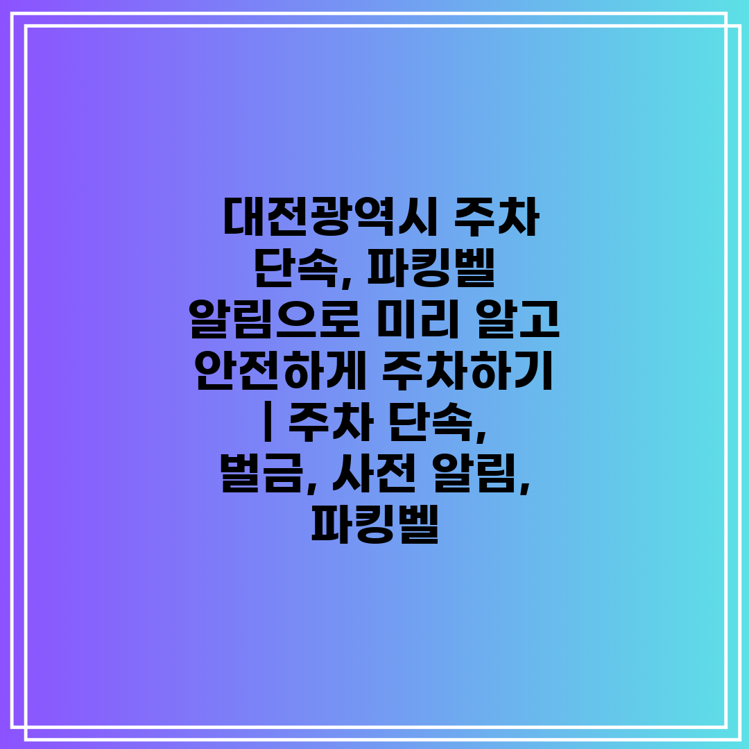  대전광역시 주차 단속, 파킹벨 알림으로 미리 알고 안