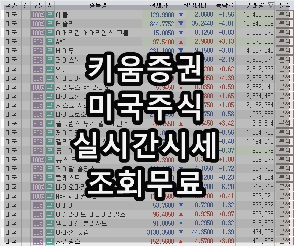  키움증권 미국주식 실시간 시세 조회 무료