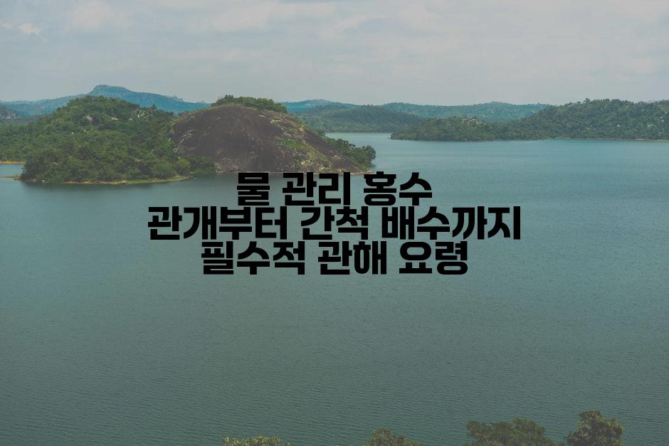 물 관리 홍수 관개부터 간척 배수까지 필수적 관해 요령