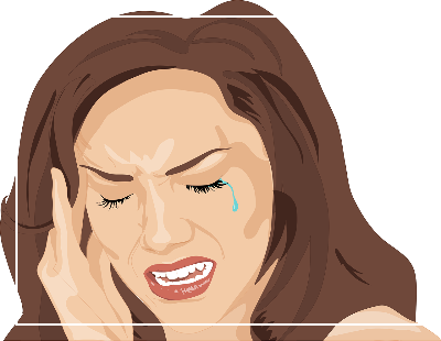 통증으로 인상을 쓰는 모습