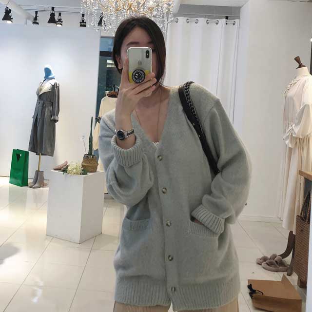 일루 키드 모헤어 브이 가디건 4컬러