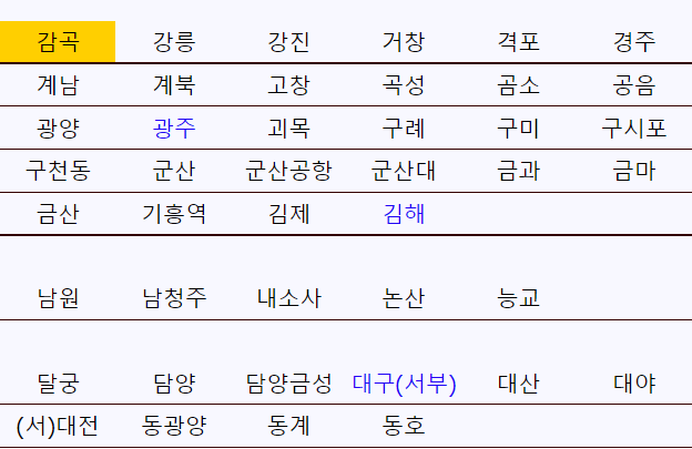 전주시외버스터미널-시간표