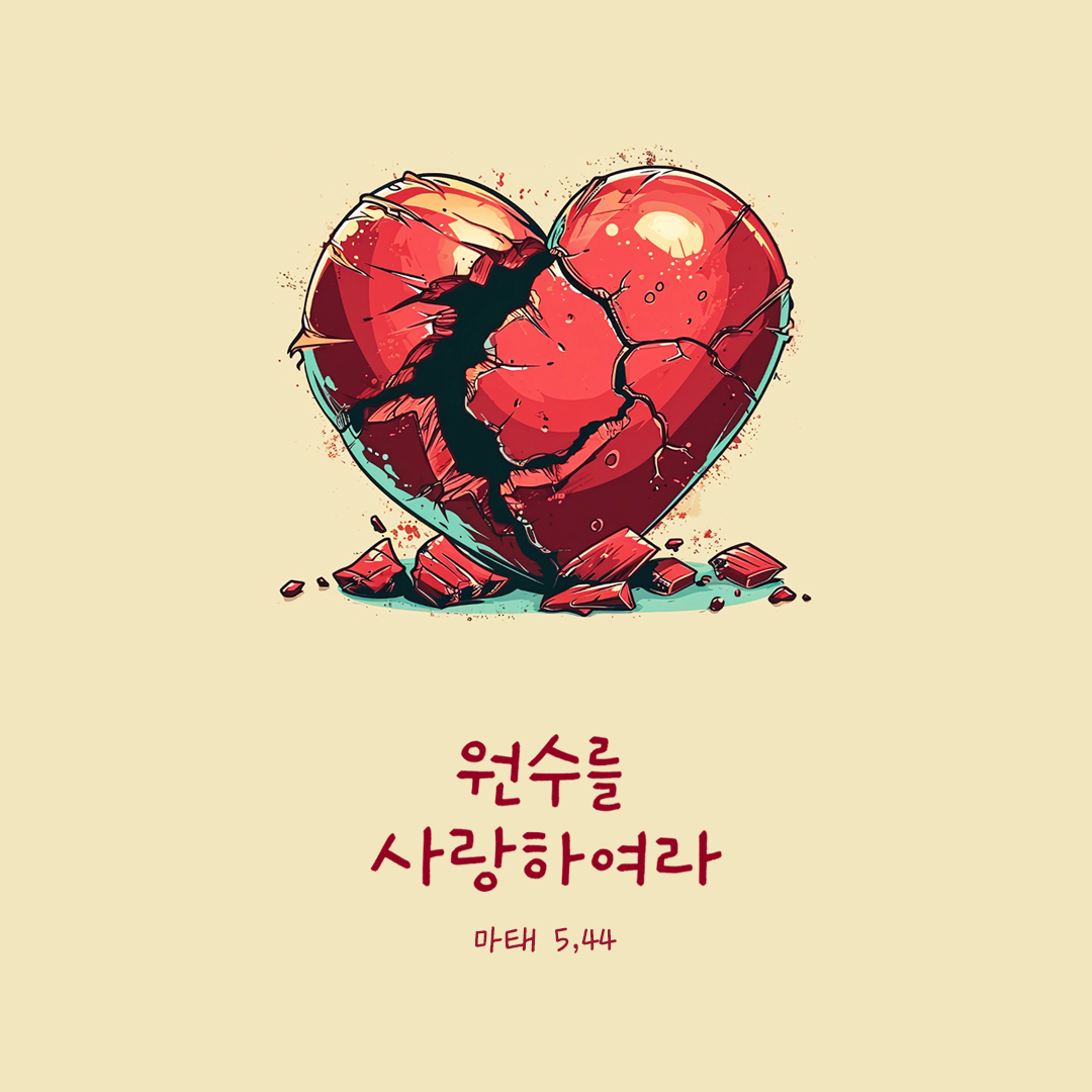 원수를 사랑하여라. (마태 5,44) by 피어나네 성경 말씀 카드 성경구절 이미지