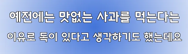  예전에는 맛없는 사과를 먹는다는 이유로 독이 있다고 생각하기도 했는데요