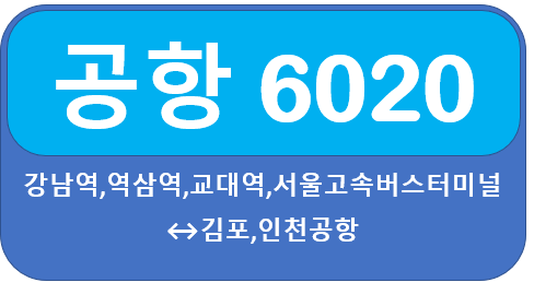  공항버스6020시간표, 요금, 노선 안내  인천공항↔역삼역,교대역,강남터미널