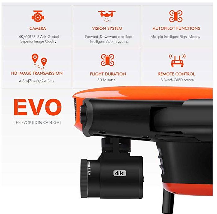  드론추천 // 최대 7KM를 이동하는 Autel Robotics EVO 접이식 드론 카메라 미니 쿼드콥터  4K 60fps Ultra HD 카메라