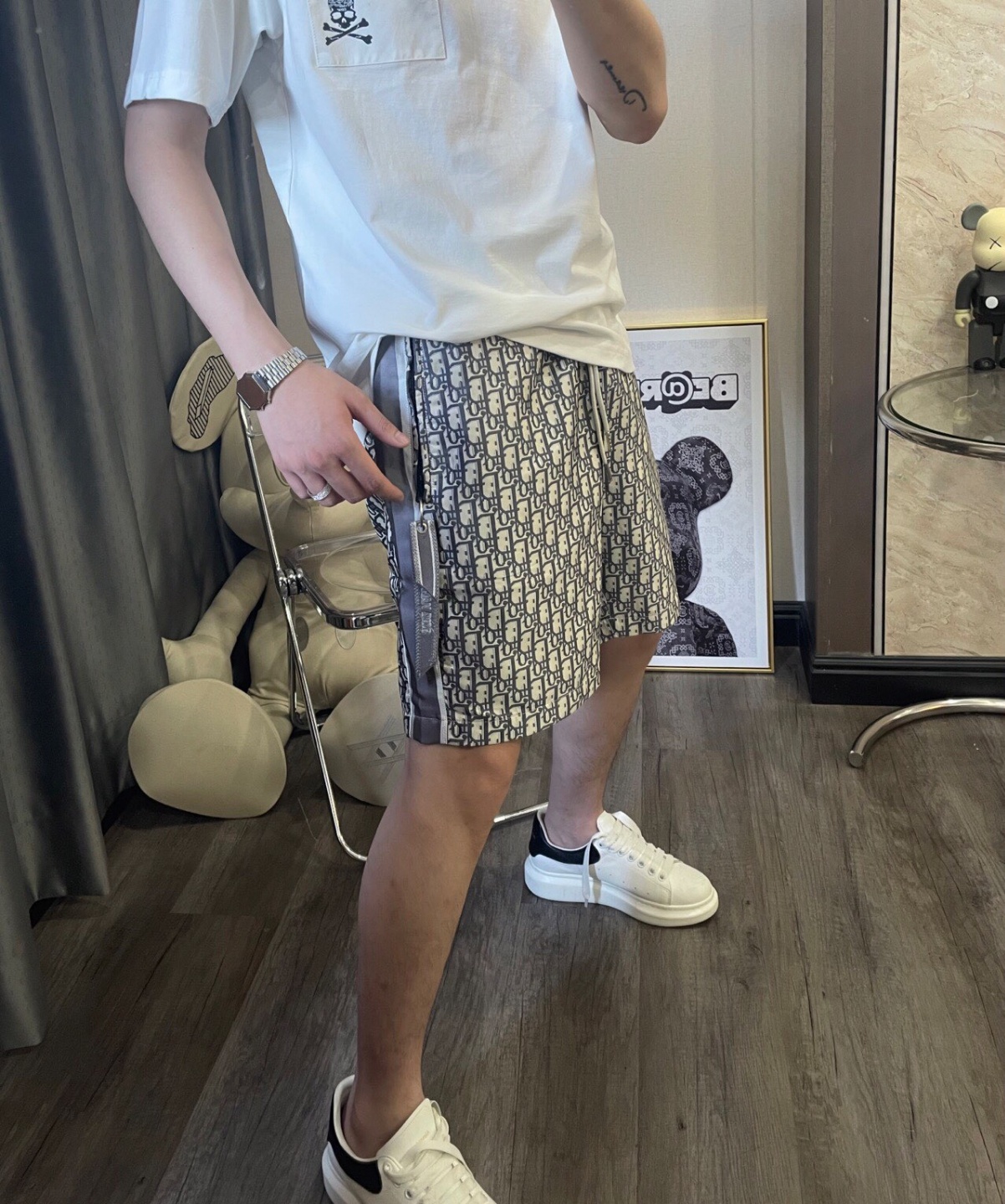  [DIOR] 디올 블루 오블리크 테크니컬 태피터 자카드 쇼츠 반바지 117P21A2970 (2 COLOR)