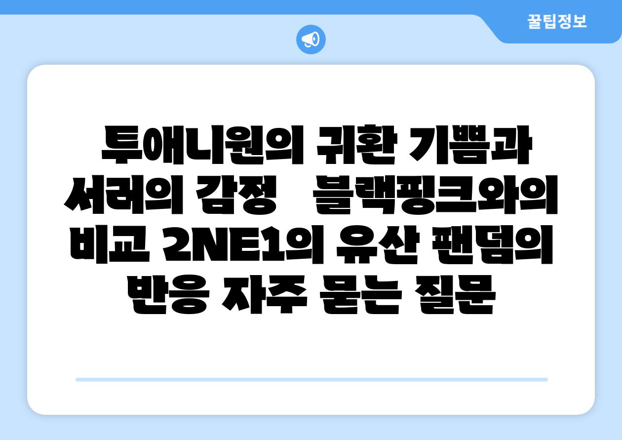  투애니원의 귀환 기쁨과 서러의 감정   블랙핑크와의 비교 2NE1의 유산 팬덤의 반응 자주 묻는 질문