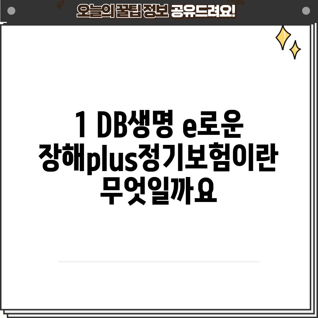 1. DB생명 e로운 장해plus정기보험이란 무엇일까요?