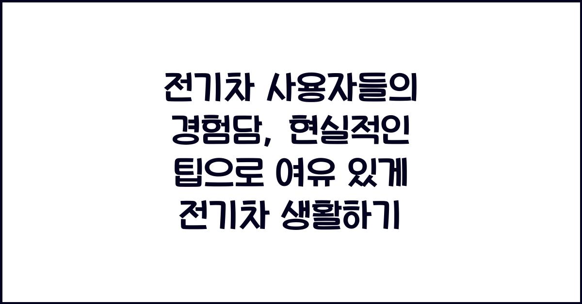 전기차 사용자들의 경험담, 현실적인 팁