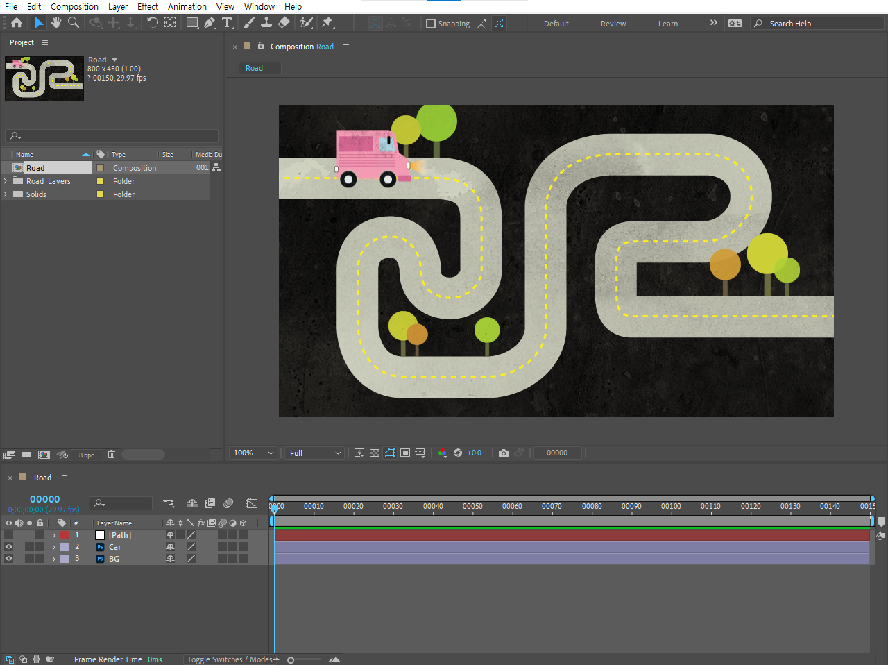 정확한 경로를 따라 움직이는 애니메이션