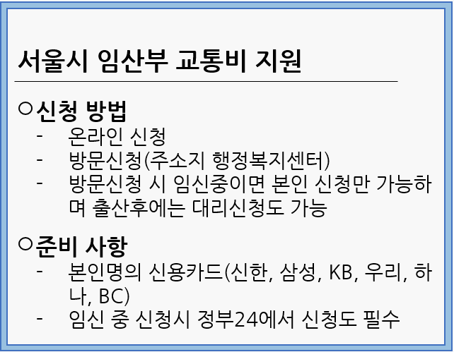 서울시임산부교통비지원신청방법