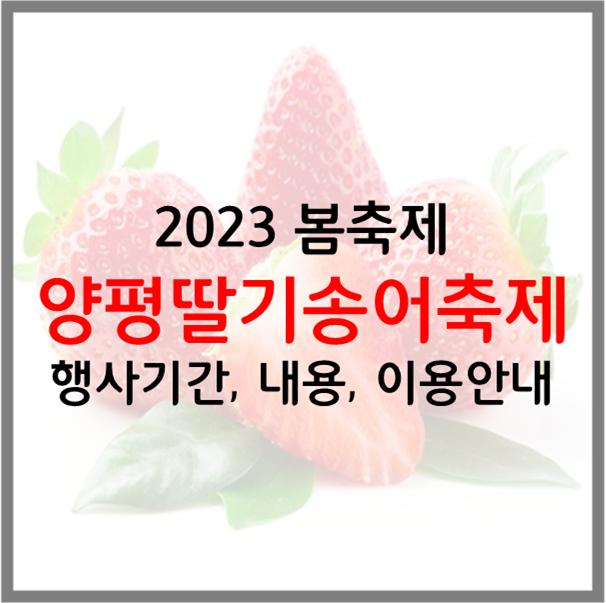  2023 양평딸기송어축제 행사기간, 행사내용, 예약 등 기본정보 총 정리