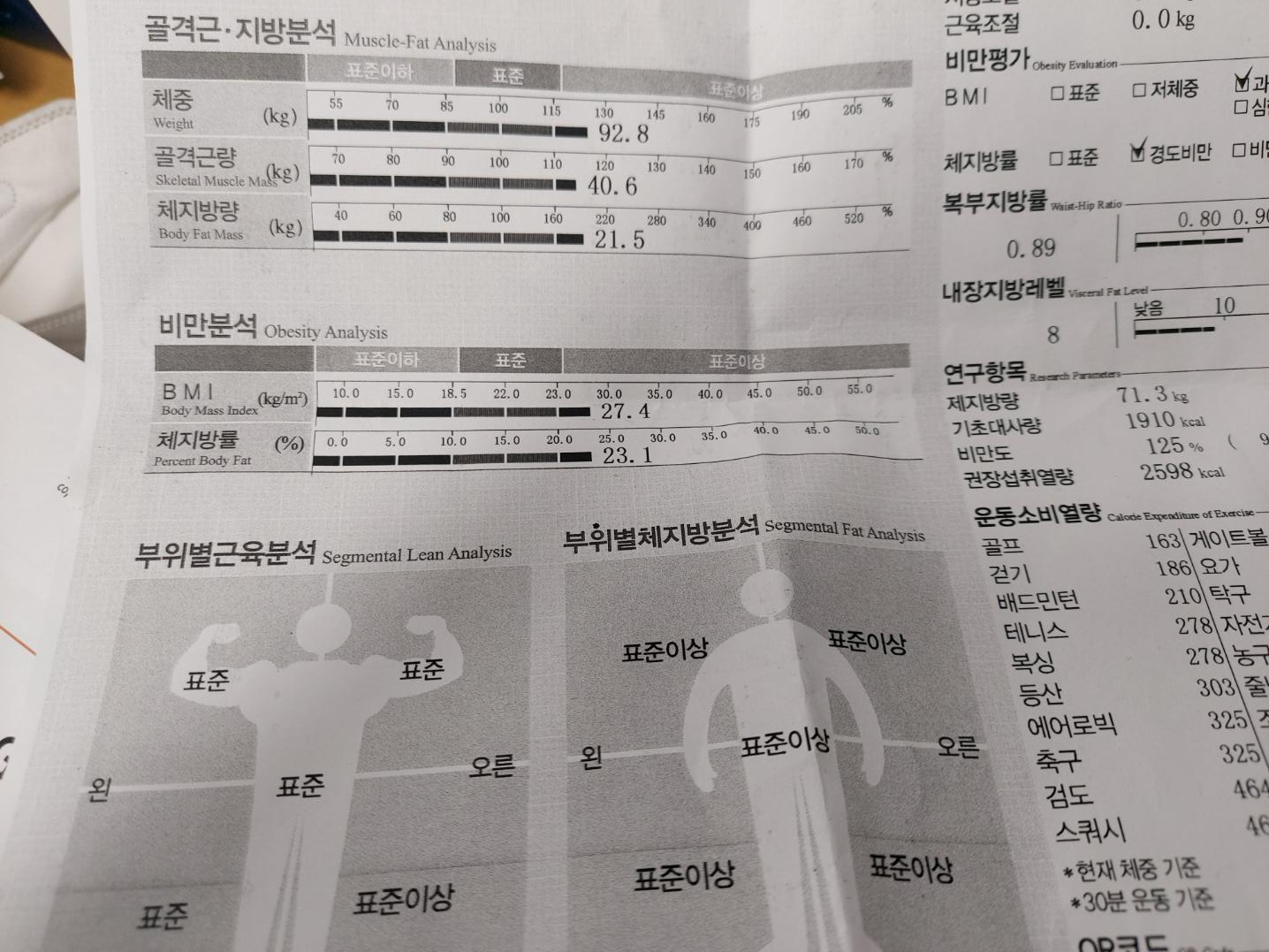  헬스 3개월 기록 체지방 25% -> 23%